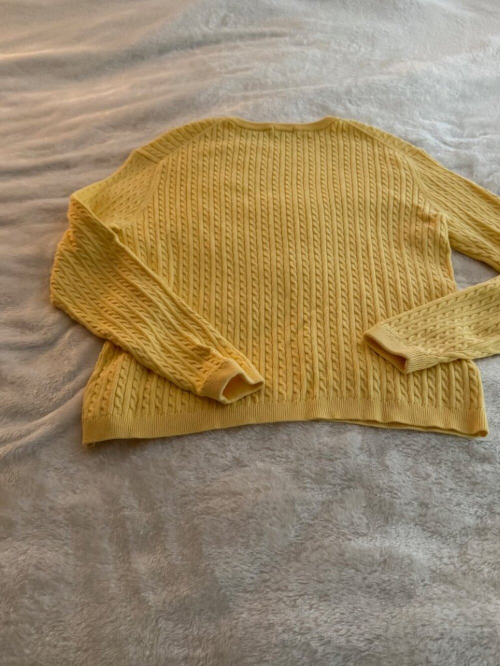 Izod Flex Yellow Knit Cable Crewneck Pullover Sweater Size XL - Picture 8 of 11